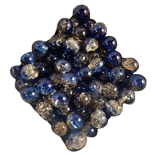 Tsophreniq 50 cuentas de vidrio de hielo triturado con agujero, fácil enhebrado para joyas, manualidades, multicolor, transparente, brillante, suministros de vidrio multicolor
