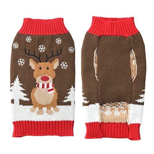 ABRRLO Weihnachten Hund Pullover Dog Sweater Hundepullover Haustier Hundepulli Warm Welpe Kleine Mittel Hunde (XL, Hirsch)