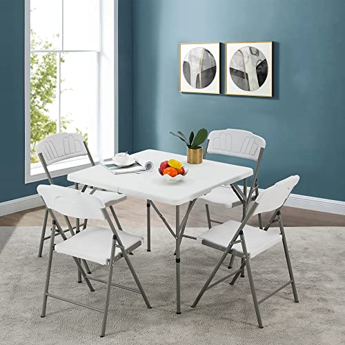 Erommy Hdpe Picnic Folding Table Set With 4 Folding Chairs, 4 Ft Card Table Set, Portable And Lightweight, Suitable For Camping, Picnic, Party, Group Activity #TOP1
