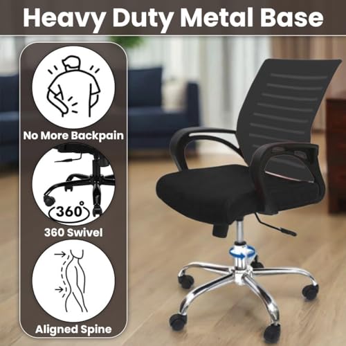 Image of Ngfc Office Chair for Home with Back Support Arm Rest 360 Degree Rotating Office Chair with Tilt Lock Mechanism High Comfort Seating Ergonomic Chair for Home & Office (2, Black)