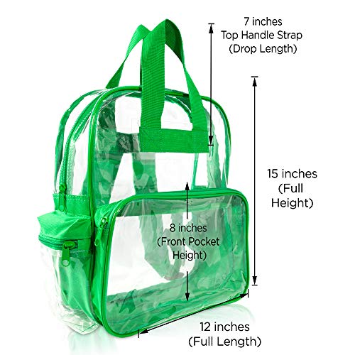 DALIX Clear Backpack Bags Smooth Plastic Transparent See Through Turtle Green4