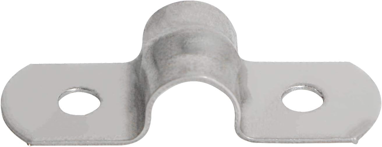 Aopin 8mm Rigid Pipe Strap Clamp 2 Holes Strap U Bracket Tube Strap Tension Clips 201 Stainless Steel, for Pipe Fixing Silver, 20Pcs