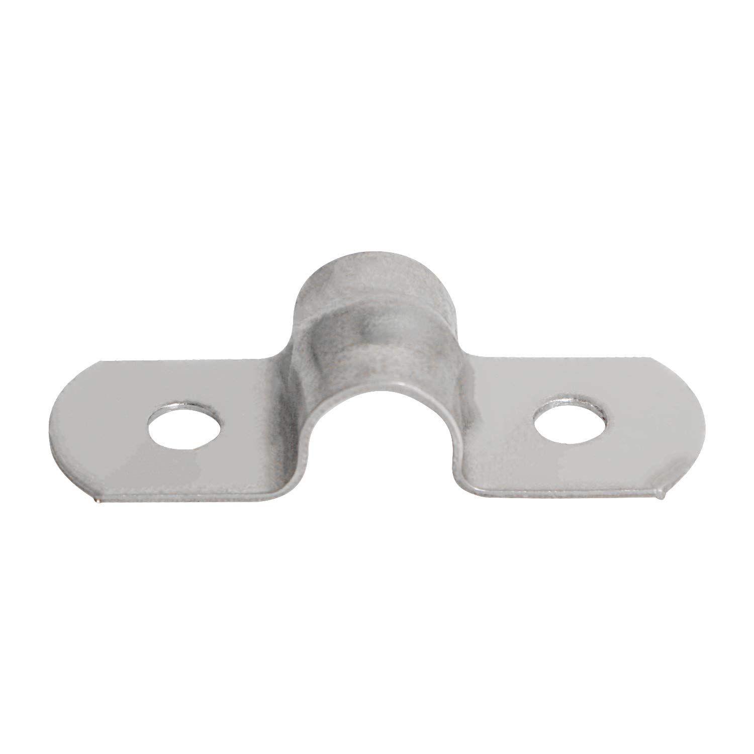 Aopin Silver 8Mm Rigid Pipe Strap Clamp 2 Holes Strap U Bracket Tube Strap Tension Clips 201 Stainless Steel, For Pipe Fixing, 20Pcs