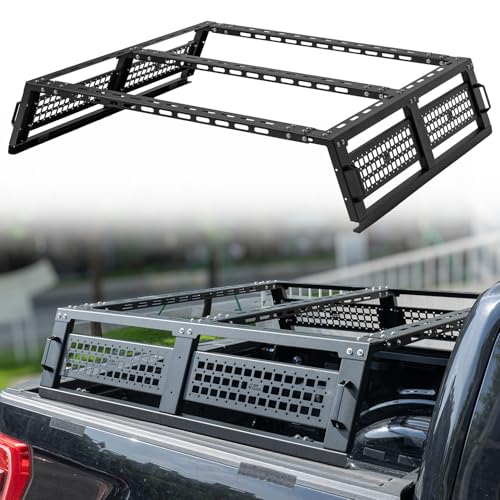 JOYTUTUS Full Size Truck Bed Rack, Overland Bed Racks for Trucks Compatible with F150 F250 F350 Silverado Sierra Ram, Truck Bed Rack for Roof Top Tent, with Wider Molle Panel