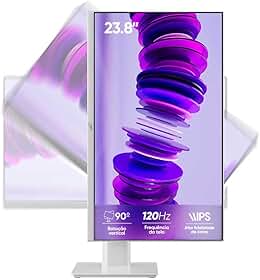 GET - Monitor Pivot Rotativo Vertical 23,8" Get IPS LED Full HD 7ms 120Hz Branco Design Fino