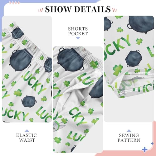 Lucky Cat Clover Boys Long Pants Soft Trousers Elastic Waist Kids Lounge Bottoms with Pockets S-XL4