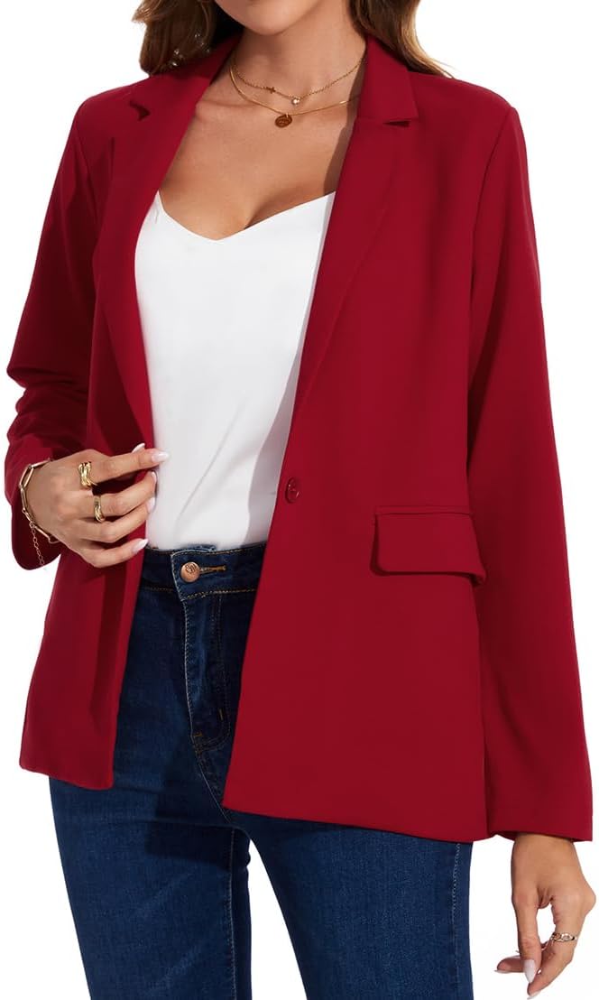 MINTLIMIT Blazers for Women One Button Jacket Suits Notched Lapel Classic Casual Formal Long Sleeve Blazer with Pockets - Image 4