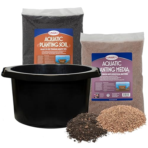 The Pond Guy Planting Tub Kit for Aquatic Plants with Soil & Media, Outdoor Water Garden Planter Pot for Lily, Lotus & Bog Plants, Large Tub Kit