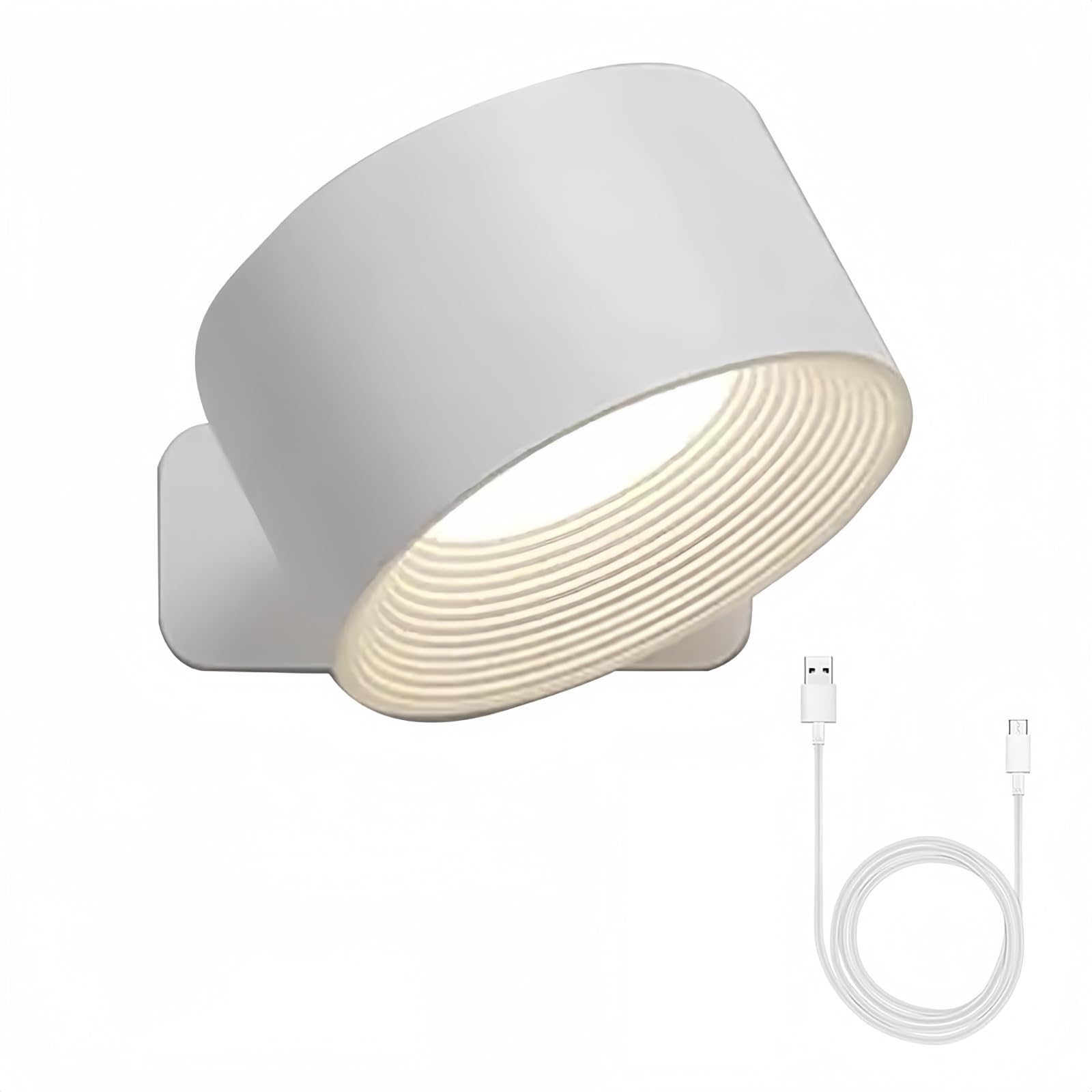 Lights of Sweden Wall Lights, Rechargeable Wall Mounted Sconces,LED Indoor Wall Lamp, LED Sconces with Remote,Wireless Wall Light,for Bedroom, Bathroom, Living Room, Kitchen [Energy Class A] (White)