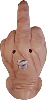 MOLEZU Mischief Fingers Mask Novelty Middle Finger Party Mask Halloween Costume Latex Full Head Mask