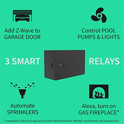 Zooz Z-Wave Plus S2 Multirelay Zen16 For Garage Doors, Sprinklers, Gas Fireplace; 3 Dry Contact Relays (15A, 15A, 20A); 12-24 V Ac/Dc Or Usb C Power; Signal Repeater; Hub Required #TOP1
