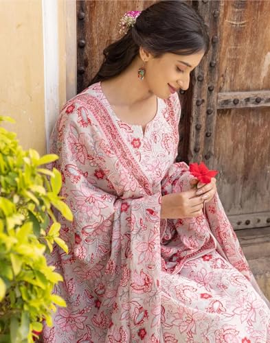 Fabnex Cotton Blend Kurta Set For Women | Women Kurta | Women Kurta Sets Kurtis | Women Kurta Pant Set | Women Kurta Pant Set Women Kurti Set With Pant (K-76-77) (Xl, Pink)