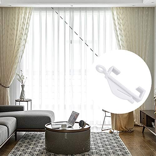 ManYing 50 Pieces Plastic White Glider Curtain Hooks Ceiling Rail Track Slider Clips for Shower/Window/Door Curtain,NC008