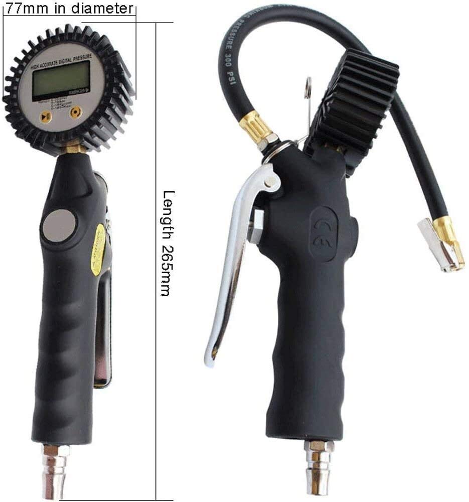 Manómetro Digital de presión de neumáticos, manómetro de Aire portátil de 100 PSI, portabrocas de Aire Resistente y Accesorios de compresor para camión, automóvil, Tubo Interior de Bicicleta