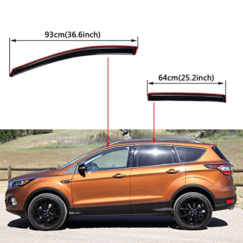 Lightronic Wv194383 In-Channel Side Window Visor Deflector Rain Guard, Dark Smoke Shatterproof, 4-Pieces Set For 2013-2019 Ford Escape #TOP1