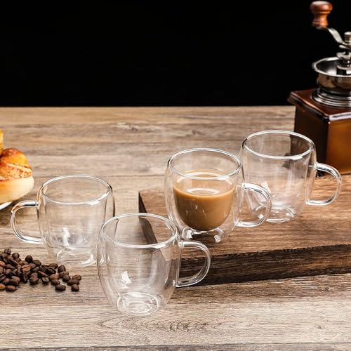 Image of Double Wall Glass Coffee Mug 250ml | Premium Borosilicate Glass Cup for Hot & Cold Beverages | Transparent Insulated Tea Mug | Elegant & Durable Coffee Cup for Home & Office