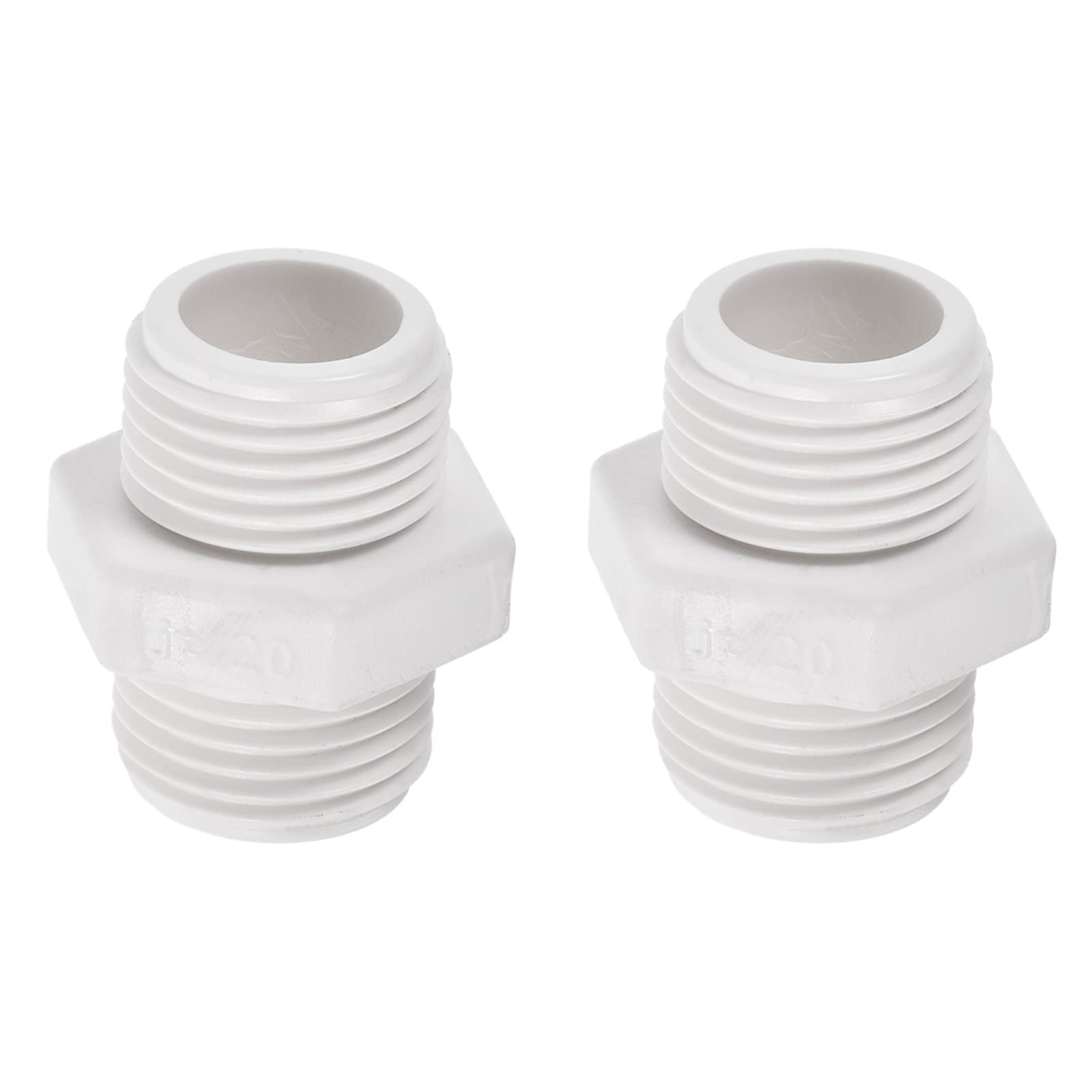 M METERXITY 2 Pack PVC Male Thread Pipe Fitting - Hex G1/2 Male Thread Adaptor Hose Connector, Fast Coupler Adapter, Apply to Aquariums, (0.5 Inch, White)