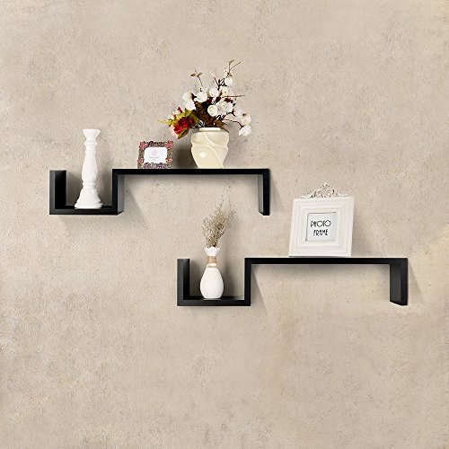 Shelving Solution S Style Wall Mount Shelf, Set of 2 Black