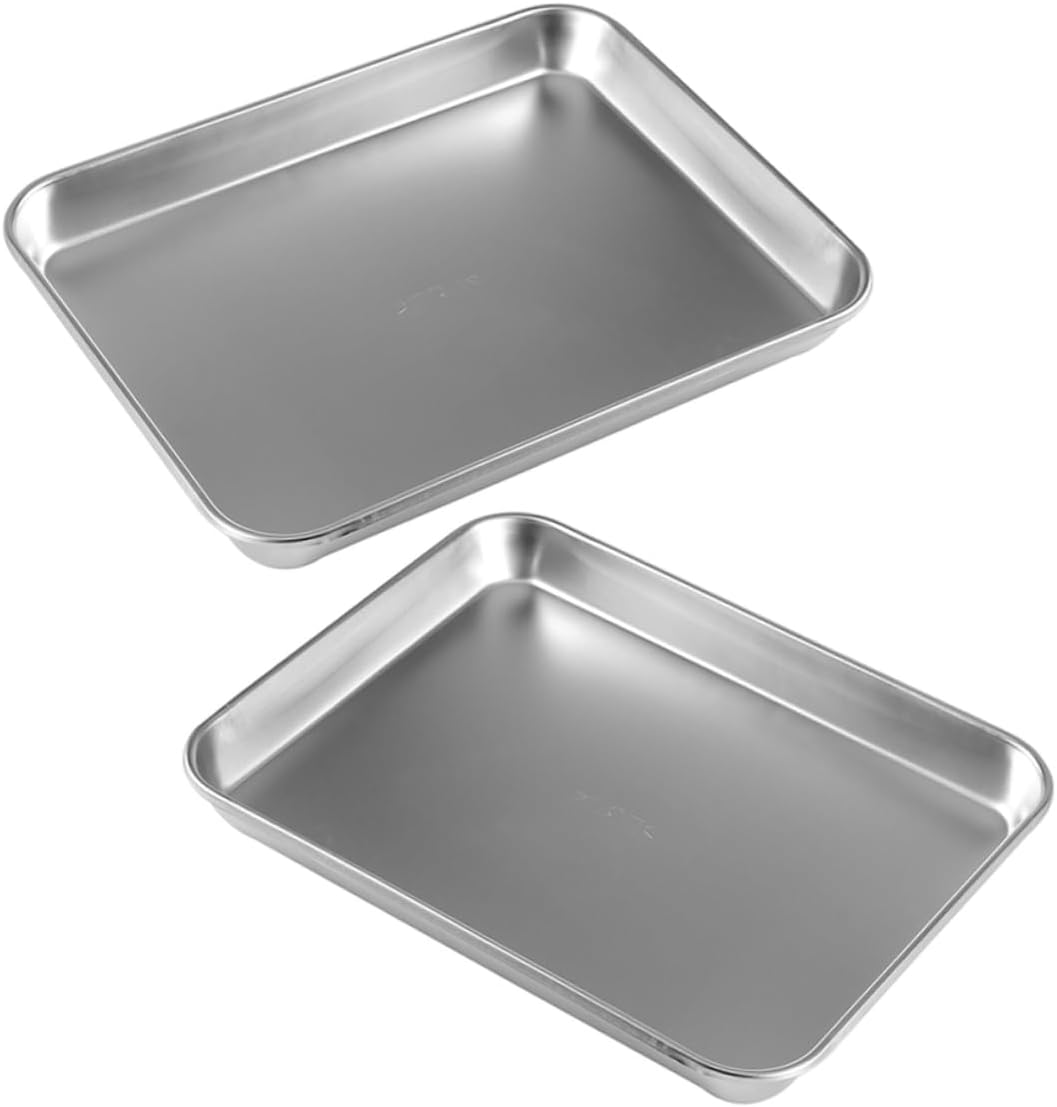 KICHOUSE 2pcs Stainless Steel Tray Flat Bottom Organizing Tray for Instruments Easy to Clean for Design