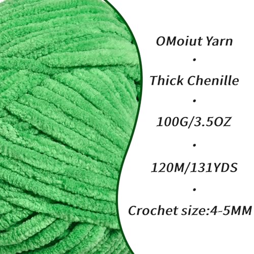 Image of 3 Pack Green Fluffy Velvet Yarn for Crocheting,Chunky Chenille Baby Blanket Yarn for Crochet,Soft Fuzzy Puzzle Yarn for Knitting,(100g /3.53oz Each) Bulky Thick Amigurumi Crochet Yarns