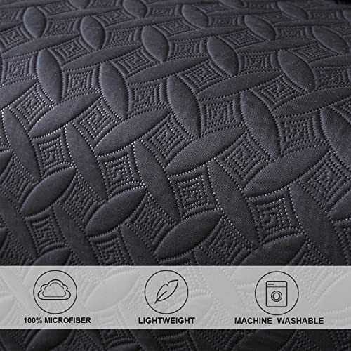 Image of Hailea 3 Piece Black Daybed Cover Twin Size Cozy Daybed Sets Bedding Double Sided Quilting Cover Set Geometric Print Bedspread Coverlet All Season for Twin Bed with 2 Standard Shams,39 inchx75 inch