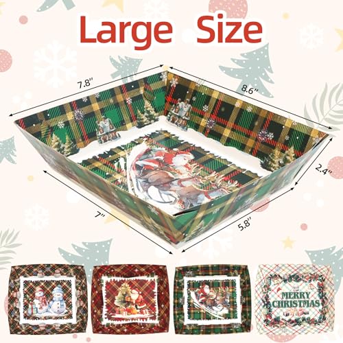WorldBazaar 24Pcs Christmas Serving Trays Christmas Large Paper Plates Trays for Cookies Nacho Snack Serving Bowl Holiday Winter BBQ Party Supplies – Image 4