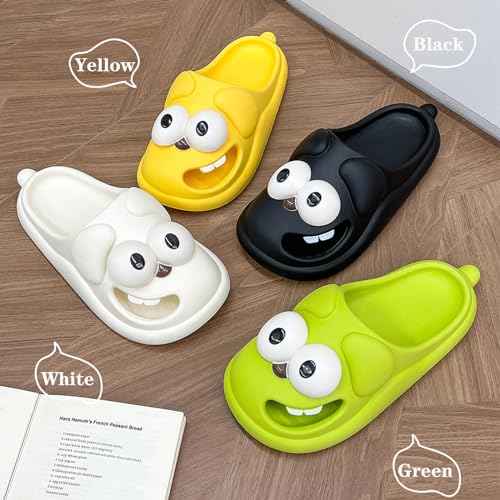 Summer Big Eye Dog Slippers, Unisex Cute Cartoon Comfy Slippers, Indoor Bathroom Comfy Flat Slide Shoes, Non-Slip Lightweight Shower Beach Pool Outdoor Slides4