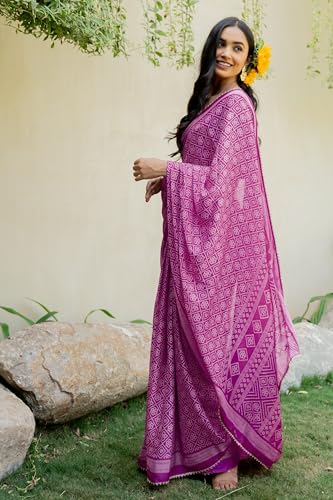 Image of MIRCHI FASHION Women Saree Leheriya Print Chiffon | Lightweight Traditional Sari for Farewell and Wedding Ceremonies with Unstitched Blouse Piece