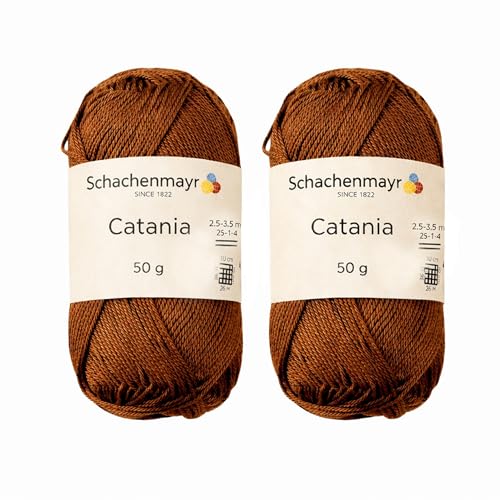 Image of [ Set of 2 Skeins ] SMC Catania Originals 100% Mercerized Cotton Yarn, Total 3.52 Oz. Each 1.76 Oz (50g) / 136 Yrds (125 m) Amigurumi Yarn Fine-Sport 2 (157 Marone)
