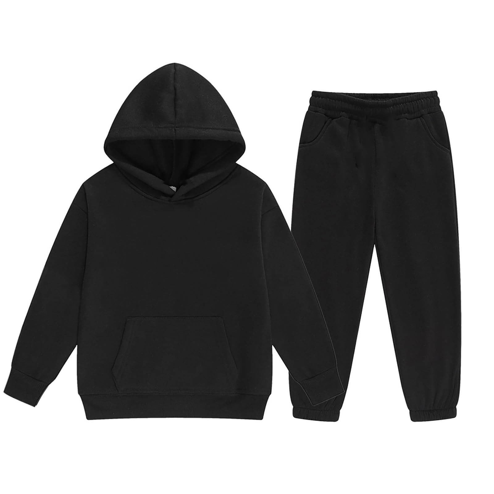 Niños Niños Niños Niñas Manga Larga Sólido Cálido Sudadera Sudadera Tops Pantalones Niños Trajes Chándal
