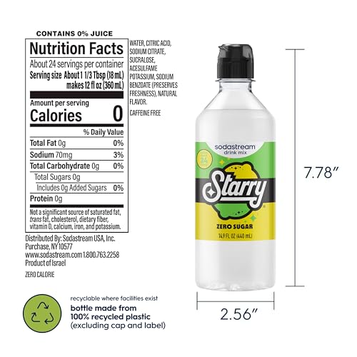 Image of Sodastream Pepsi, Starry & MTN Dew Variety Pack, Zero Sugar, Variety Pack, New Pour Bottle 440ml, (Pack of 3)