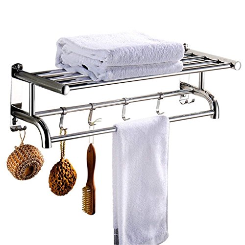 Porte-serviettes en acier inoxydable épais cintre mural 80 cm double niveau