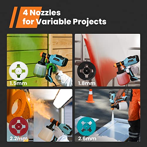 Hvlp Power Paint Sprayer, Gogonova 1400Ml Large Container Electric Spray Gun With Cleaning&Blowing Functions, 4 Nozzles, 3 Patterns And Filter For Home Exterior, Interior, Fence, Shed And Cabinet #TOP3