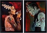 Frankenstein & Bride by Mike Bell Monster Love Tattoo 2 Framed Wall Art Prints
