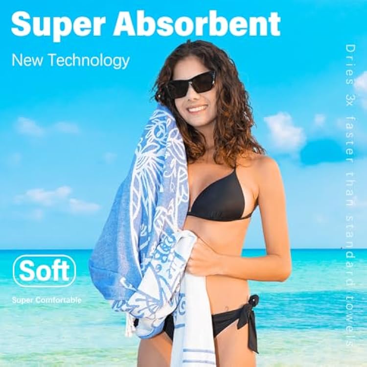 Widdonen Thin Turkish Beach Towel Lightweight Quick Dry Absorbent Cotton Bathroom Bath Pool Swim Towels Extra Large Oversized Sand Free Beach Accessories Essentials Cloud Gifts for Adult