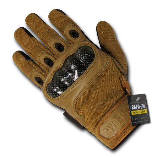 Rapdom Tactical Carbon Fiber Knuckle Gloves, Coyote, Medium