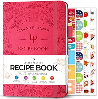Legend Recipe Book  Blank Family Cookbook to Write In Your Own Recipes  Empty Cooking Journal  Personalized Cooking Notebook, Hardcover, A5-Sized, 58 Recipes In Total - Black