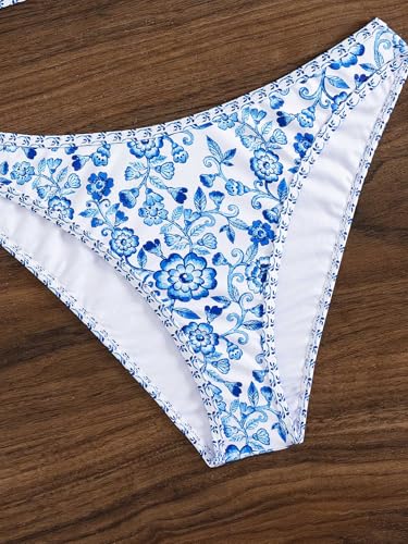 Image of YIMISAN Women's Ribbed Bikini Sets One Shoulder Top with Mid Waist Two Piece Bathing Suit