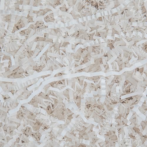 Caleihd white crinkle cut paper shred for gift boxes and baskets