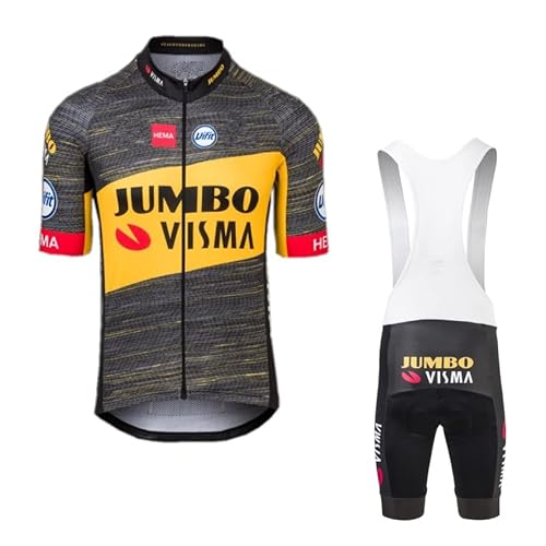 SGCIKER 2022 Hommes Pro Team Jumbo Visma Tour France Maillot Cyclisme Ensemble, Été Manches Courtes Respirant Cycle Chemise VTT Vélo Vêtements Cuissard Kits 9D Gel Pad (L) Cover