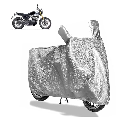 Image of Sulfar Bike Cover for Royal Enfield Bear 650 (Adventure /Roadster) | Waterproof, Dustproof & UV Protected | All Weather Two Wheeler Cover (Silver) New 2026 Variants