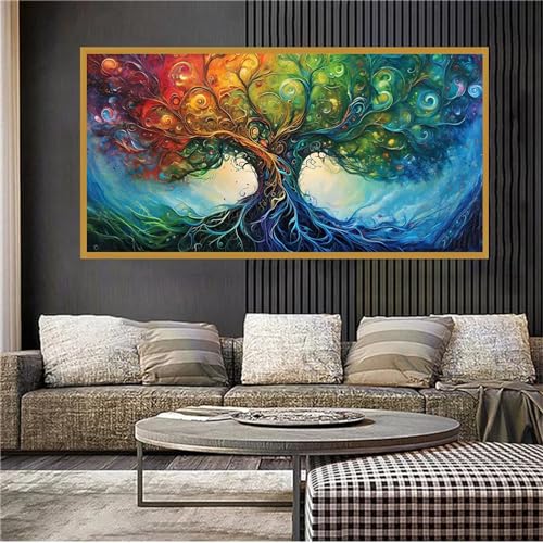 Kit Complet Diamond Painting Arbre Abstrait 80x160cm Mosaïque 5D