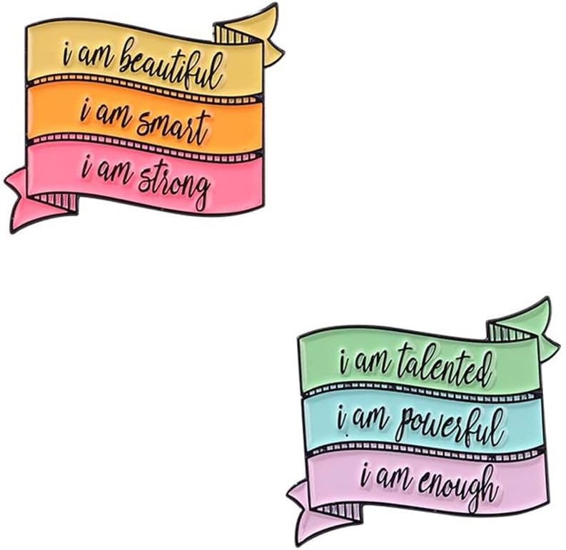 โ I Am Beautiful I Am Smart I Am Strong I Am Talented I Am Powerful I Am Enough Colorful Quotes Enamel Pin Encourage Phrase