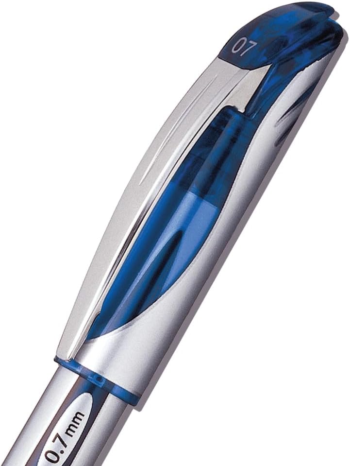 Pentel EnerGel Deluxe Liquid Gel Pen, Medium Line, Metal Tip, Blue Ink, Box of 12 (BL57-C)