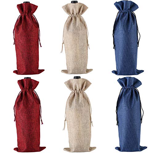 Bolsas De Vino De Yute Natural Bolsas De Regalo Para Vino Bolsa De Vino Champagne 35 X 15cm Bolsa Para Vino Tinto Se Utiliza Para Fiestas, Bodas, Viajes, CumpleañOs Y Celebraciones NavideñAs(6 Piezas) Cover