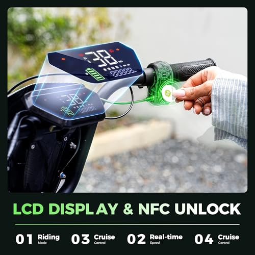 isinwheel H7Pro Electric Scooter Adults, 38 MPH Top Speed & 43 Miles Range, 16\'\' Fat Tire Scooter for Adult with Turn Signals & Mood Lights, Smart APP, 1200W Powerful Motor Electric Scooter with Seat