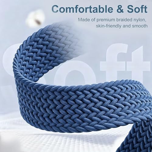 Image of Magnetic Braided Band for Samsung Galaxy Watch 9 8 40mm 44mm, Galaxy Watch8 Classic 46mm, One Click No Gap Elastic Stretchy Nylon Fabric Sport Strap for Women Men (Cool Blue)