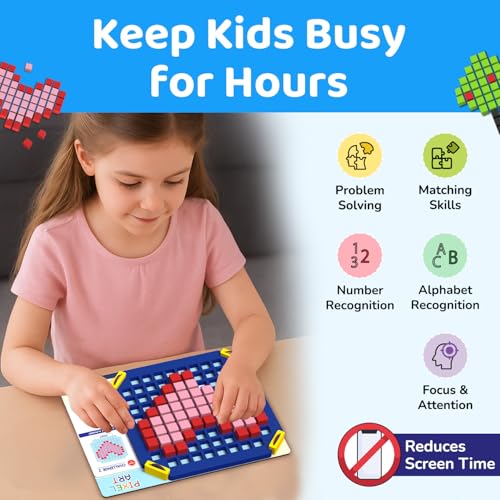 Image of Smartivity Pixel Art Puzzle - Educational Toy for Kids 4-8 Years I Build 40+ Creative Brain Puzzles - Jelly Fish, Car, Boat, Umbrella, Flower etc. I Birthday Gift for Boys & Girls 4-8 Years