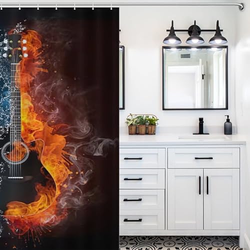 Rideau de douche guitare polyester imperméable lavable 152x183cm salle de bain - 5