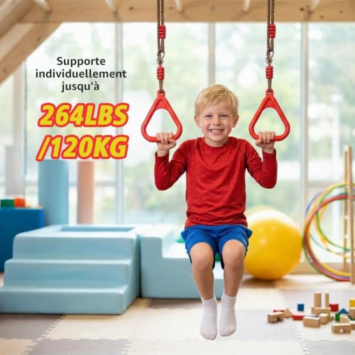 Vdealen Anneaux d'escalade pour Enfants, balançoire trapèze multifonctionnelle d'extérieur, adaptée à Une Utilisation intérieure et extérieure, supporte jusqu'à 120 kg. – vue 5